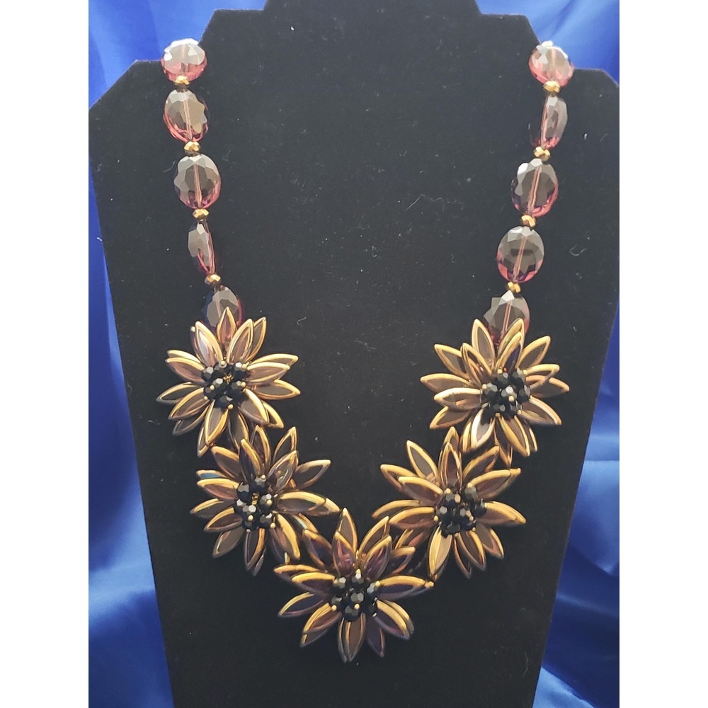 Purple and Goldtone Floral Necklace